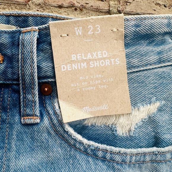 Madewell Women's Blue Mid Rise Relaxed Fit Denim Jeans Shorts Size W23 NWT - Picture 4 of 5